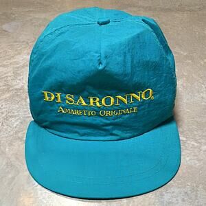 Vintage 90s Disaronno Amaretto Originale Snapback Hat/Cap Teal Yellow Distillery